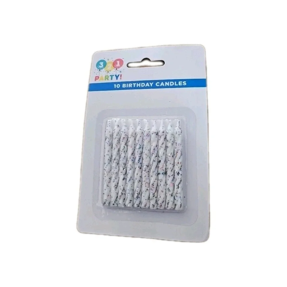 321 Party! Rainbow Glitter Birthday Candles, 10 ct